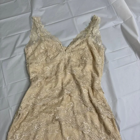 Vintage Beaded Cream Lace Dress - Picture 9 of 12